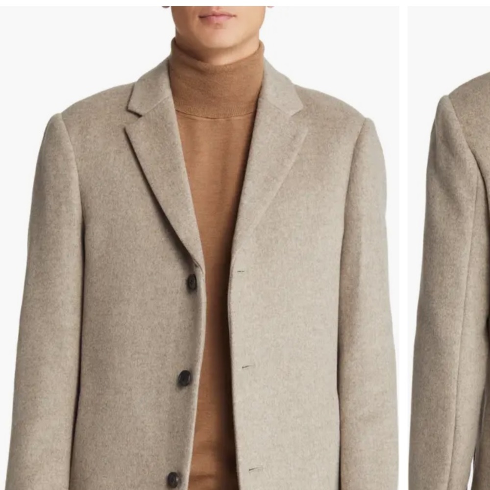 Reiss Men’s Gable Wool Blend Single Breasted Overcoat